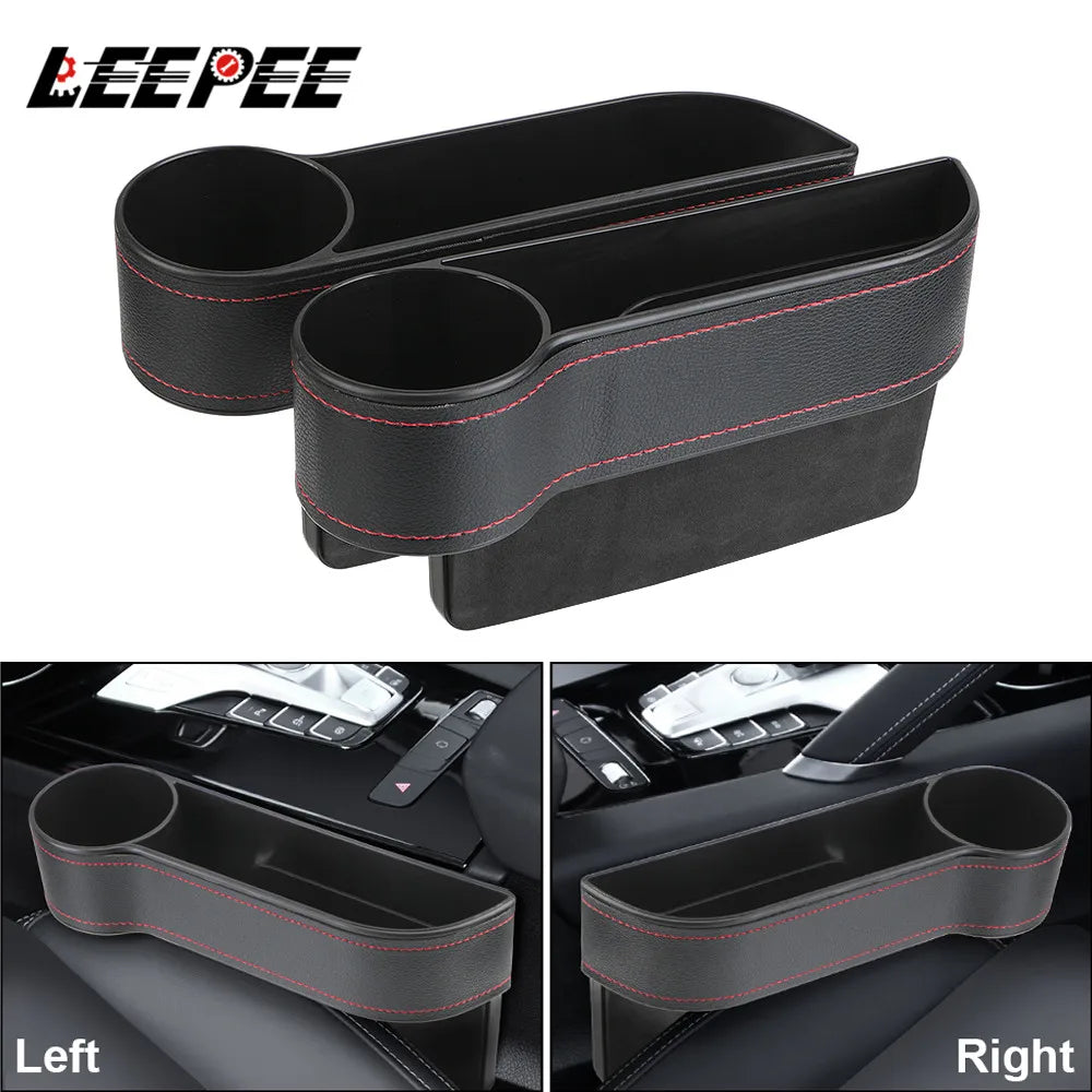 Car Seat Gap Organizer – PU Leather Storage Box with Phone Holder