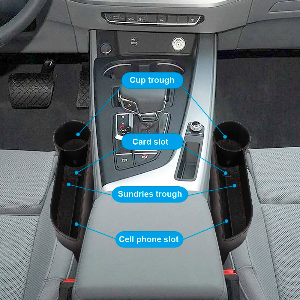 Car Seat Gap Organizer – PU Leather Storage Box with Phone Holder