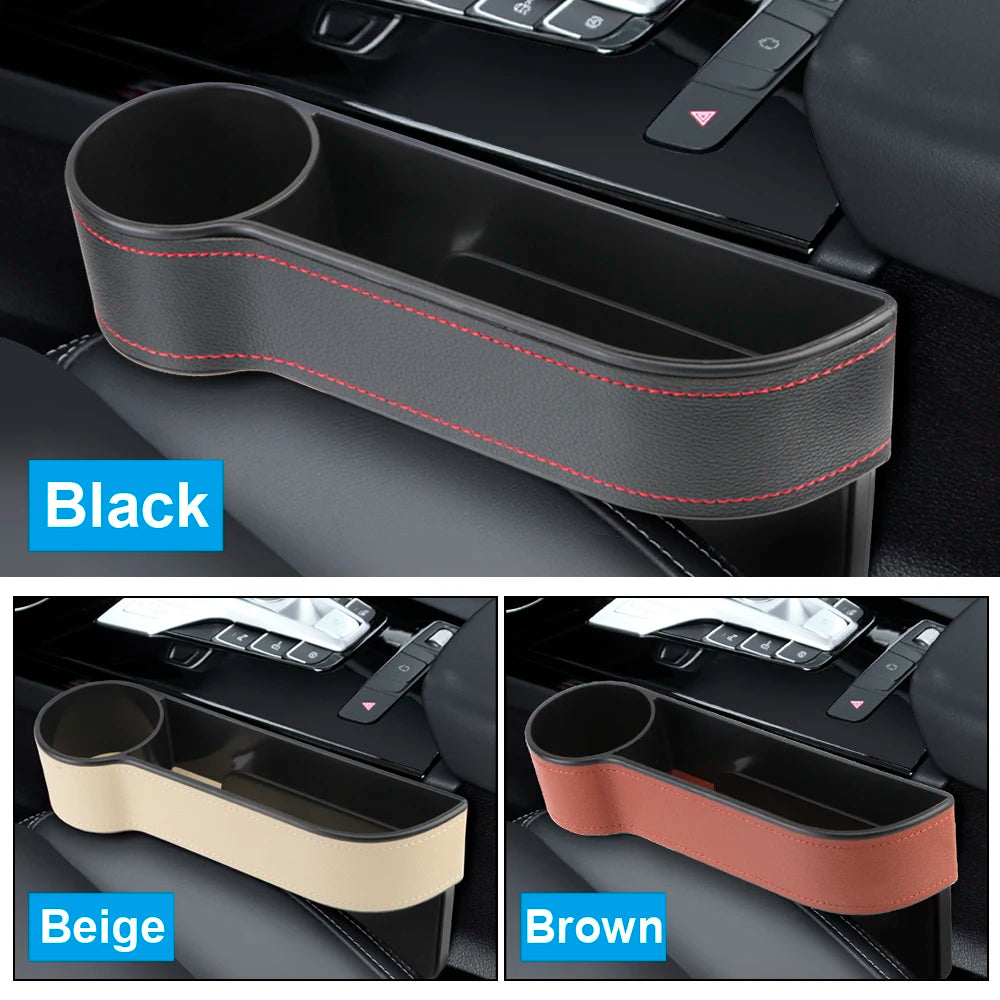 Car Seat Gap Organizer – PU Leather Storage Box with Phone Holder