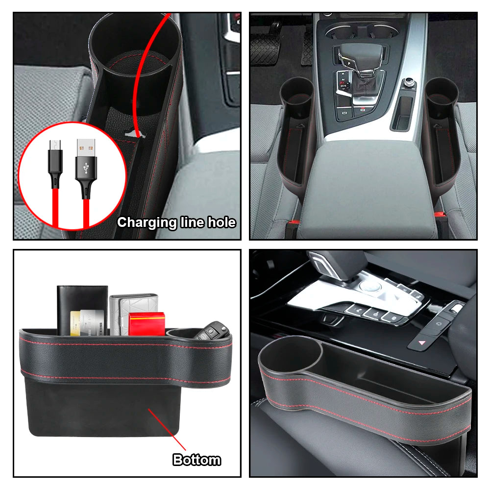Car Seat Gap Organizer – PU Leather Storage Box with Phone Holder