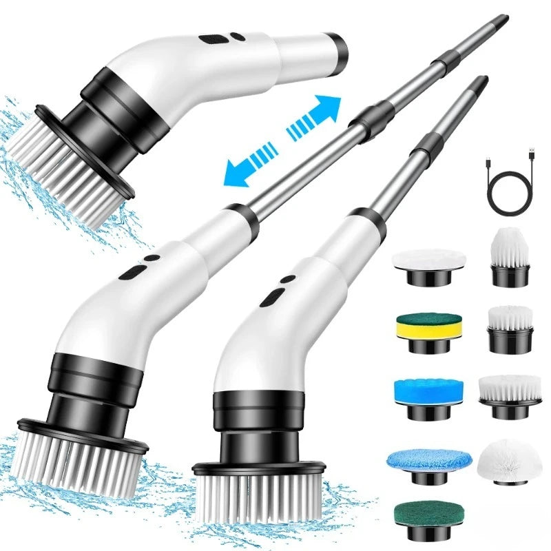 9-in-1 Cordless Electric Spin Scrubber with Adjustable Handle – Bathroom & Kitchen Cleaning Brush