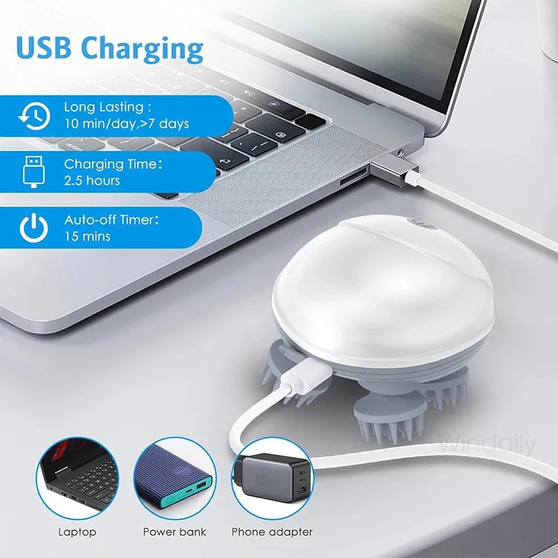 Electric Scalp Massager – Waterproof Hair & Head Massage Device