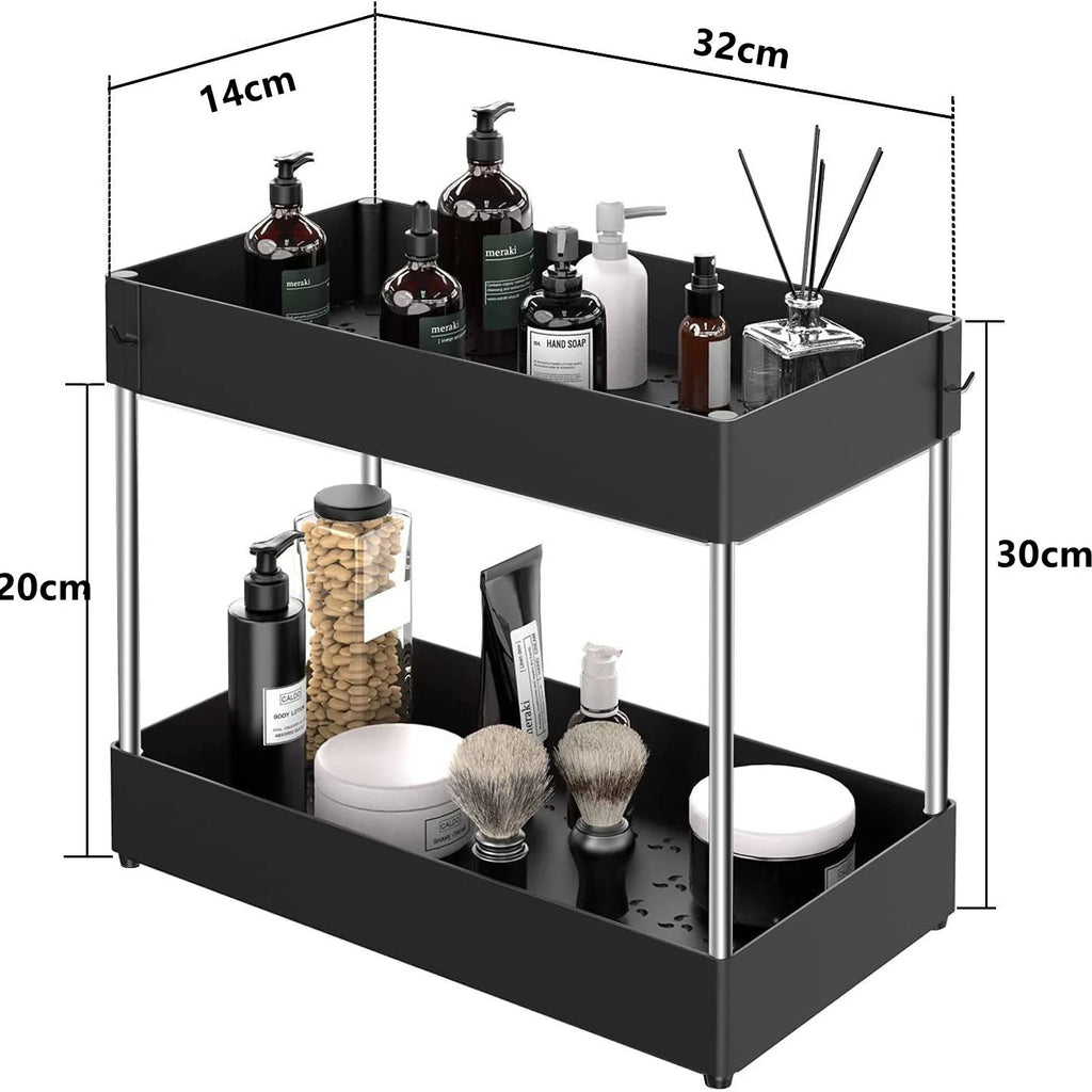 2-Tier Under Sink Organizer – Space saving Kitchen and Bathroom Storage.