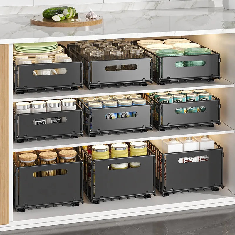 Pull-Out Kitchen Cabinet Organizer – Space Saving Storage Rack for Cabinets & Under Sink