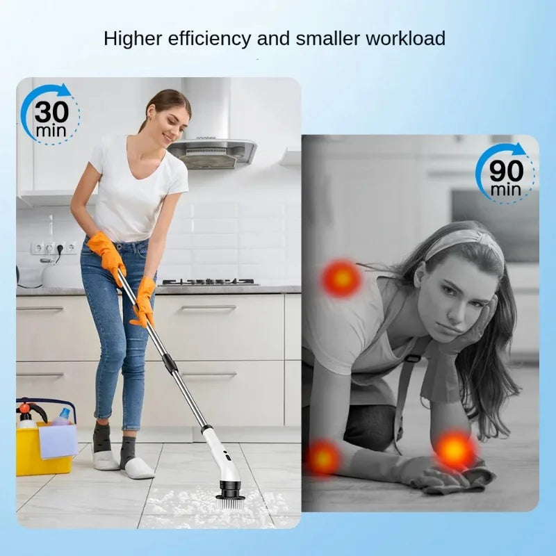 9-in-1 Cordless Electric Spin Scrubber with Adjustable Handle – Bathroom & Kitchen Cleaning Brush