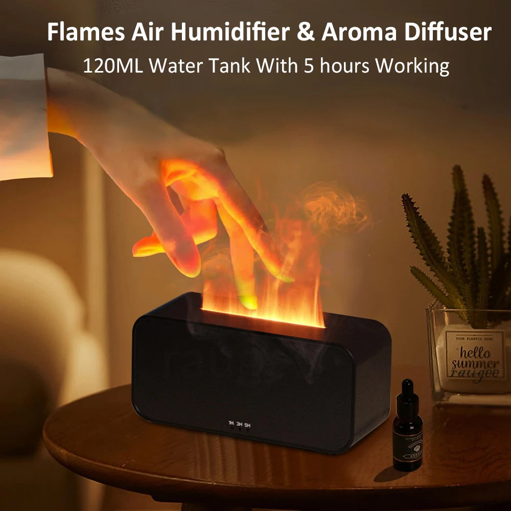 Flame Aroma Diffuser Humidifier – LED Fireplace Effect Essential Oil Air Humidifier