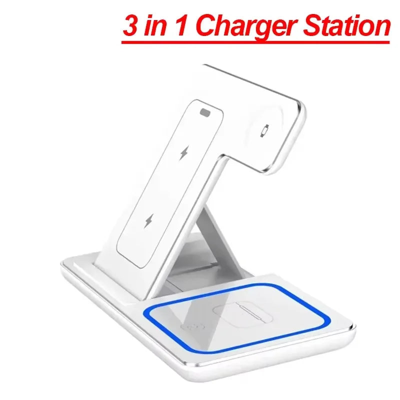 3-in-1 Wireless Charging Station – Fast Charger for Phone, Watch & Earbuds
