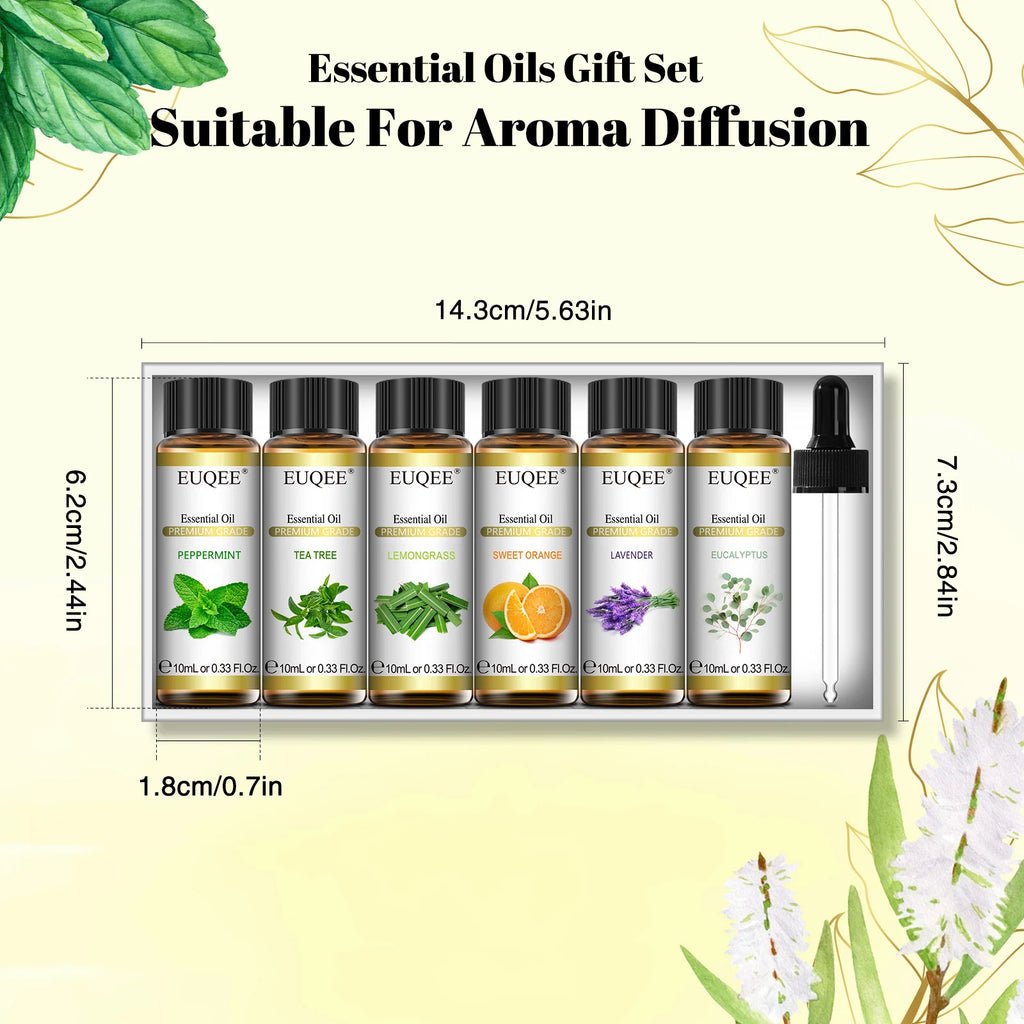6pcs Aromatherapy Essential Oil Set – Natural Fragrance Oils for Diffuser & Humidifier