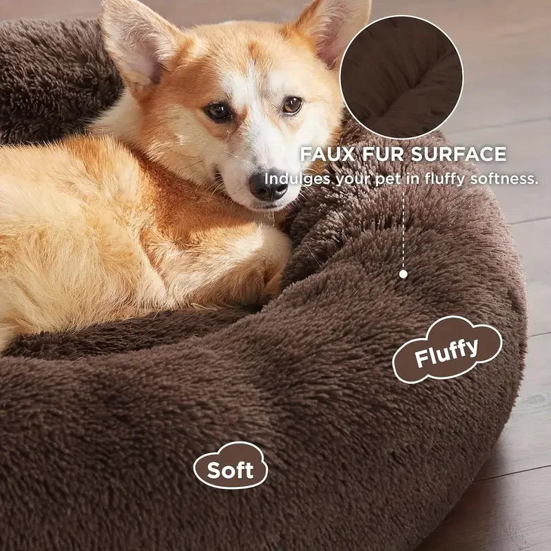 Calming Donut Dog Bed | Soft Plush Anti-Anxiety Pet Bed