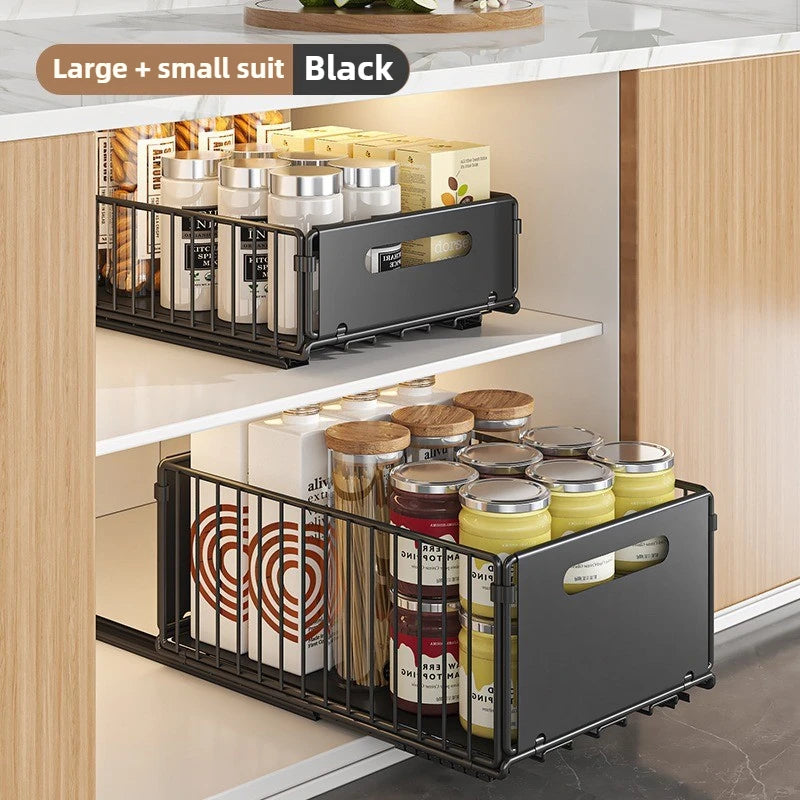 Pull-Out Kitchen Cabinet Organizer – Space Saving Storage Rack for Cabinets & Under Sink