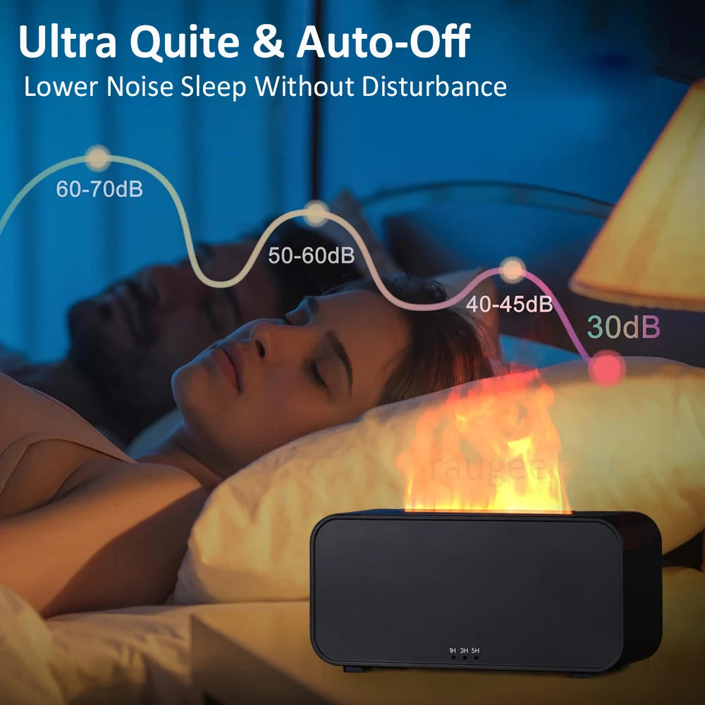 Flame Aroma Diffuser Humidifier – LED Fireplace Effect Essential Oil Air Humidifier