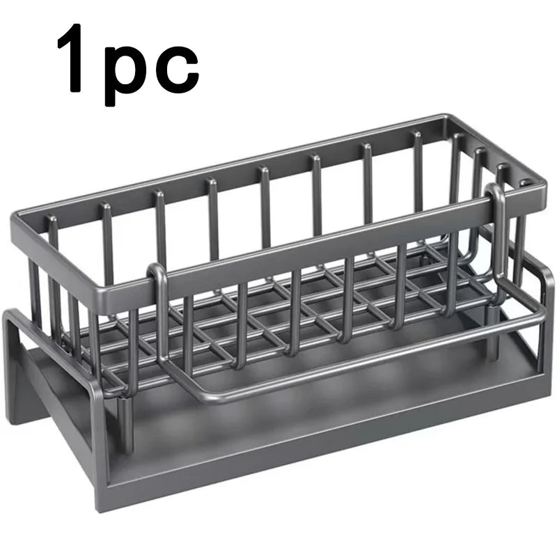 Stainless Steel Kitchen Sink Caddy – Sponge Holder & Dish Soap Organizer with Drain T