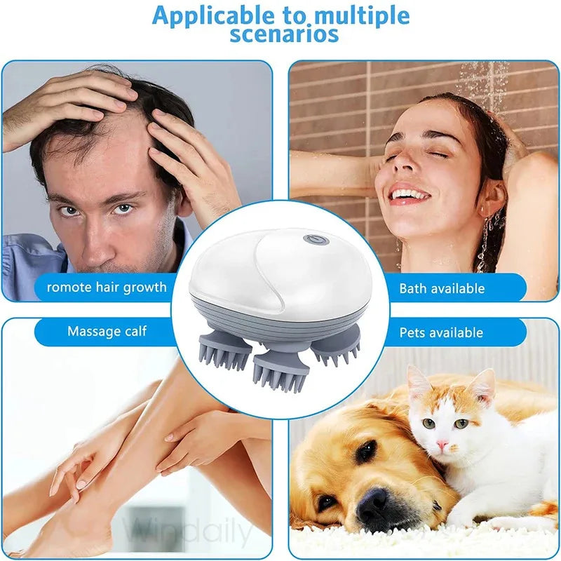 Electric Scalp Massager – Waterproof Hair & Head Massage Device