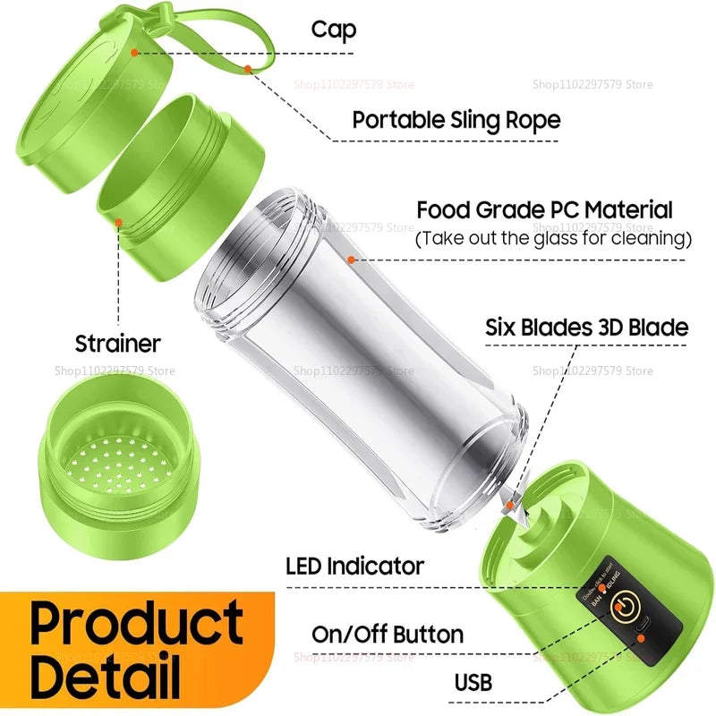 Portable USB Rechargeable Mini Blender – Smoothie & Juice Maker