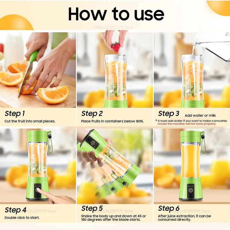 Portable USB Rechargeable Mini Blender – Smoothie & Juice Maker