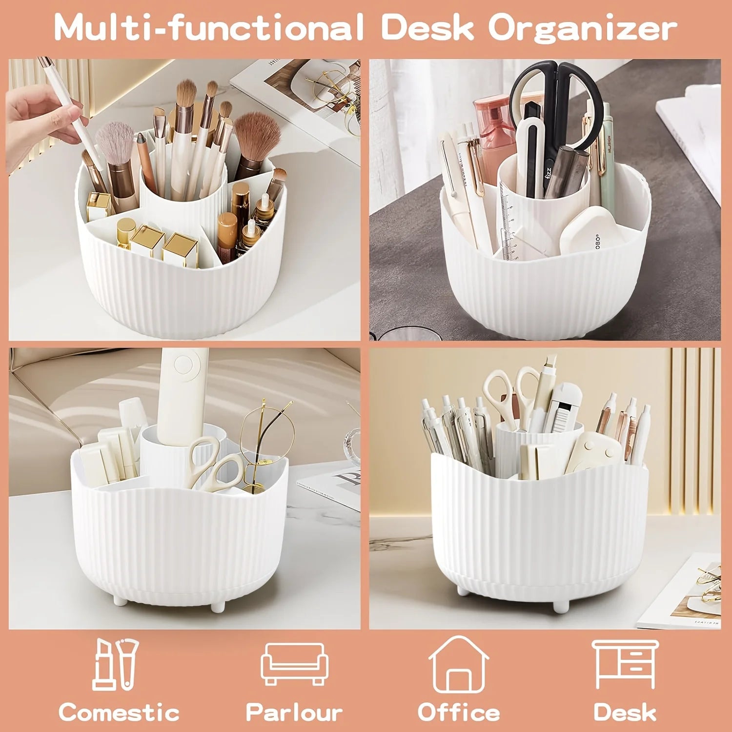 360° Rotating Makeup Brush Holder – Cosmetic Organizer