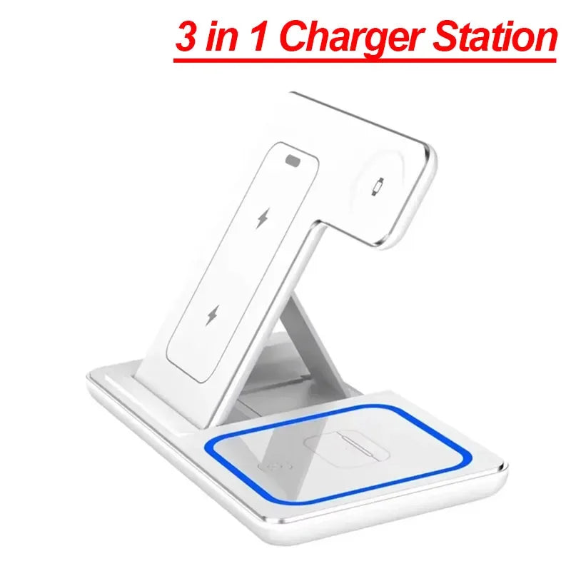 3-in-1 Wireless Charging Station – Fast Charger for Phone, Watch & Earbuds