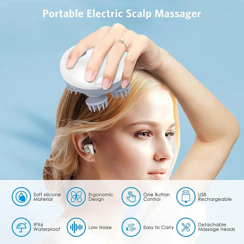 Electric Scalp Massager – Waterproof Hair & Head Massage Device