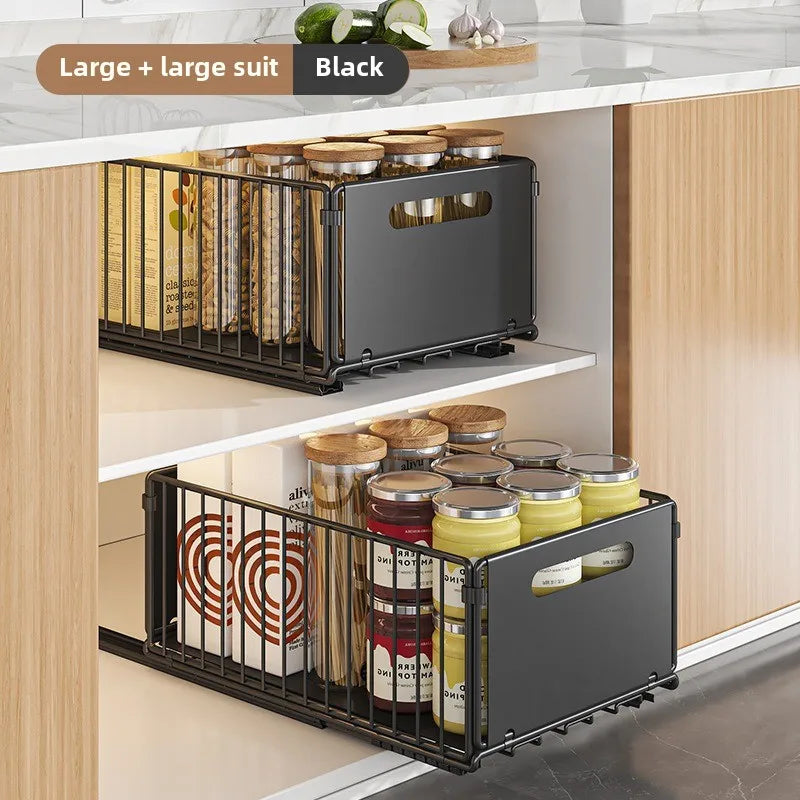 Pull-Out Kitchen Cabinet Organizer – Space Saving Storage Rack for Cabinets & Under Sink