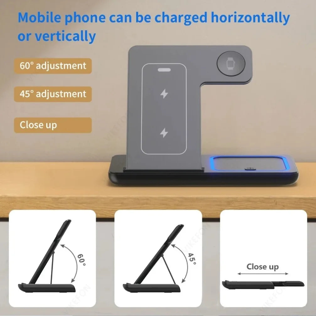 3-in-1 Wireless Charging Station – Fast Charger for Phone, Watch & Earbuds