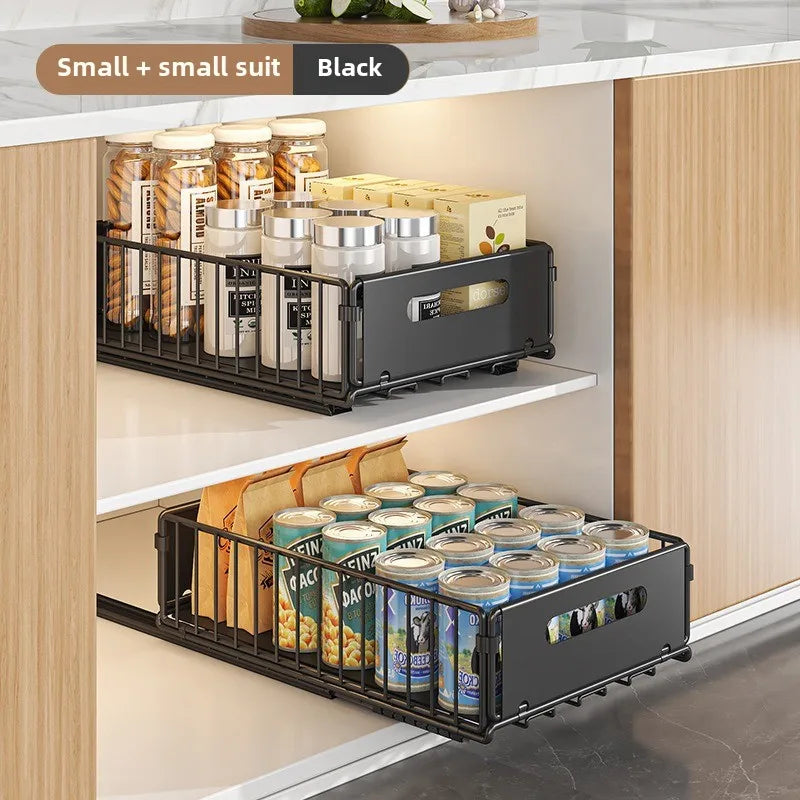 Pull-Out Kitchen Cabinet Organizer – Space Saving Storage Rack for Cabinets & Under Sink