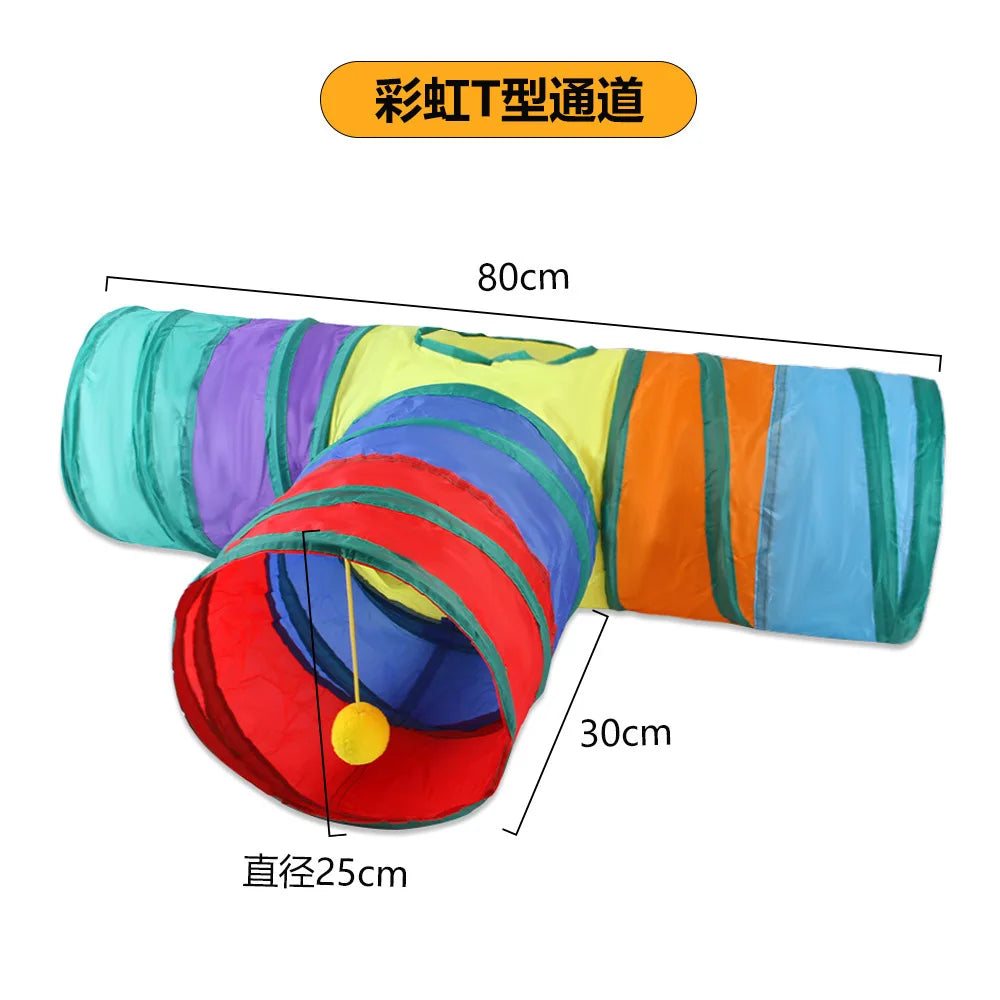 Foldable Pet Play Tunnel – Interactive Cat & Small Dog Toy Tube