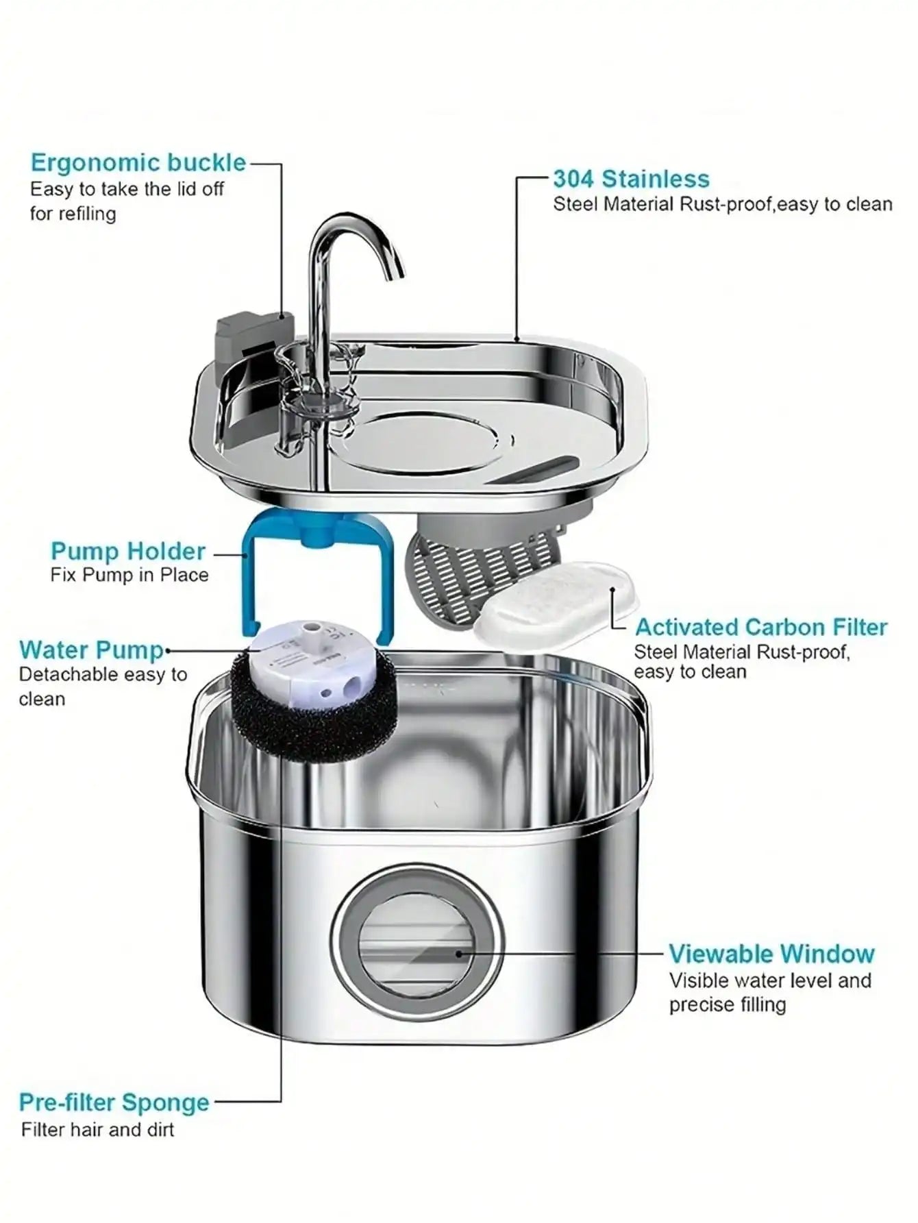 Automatic Pet Water Fountain – USB Stainless Steel Cat & Dog Drinking Water Dispenser