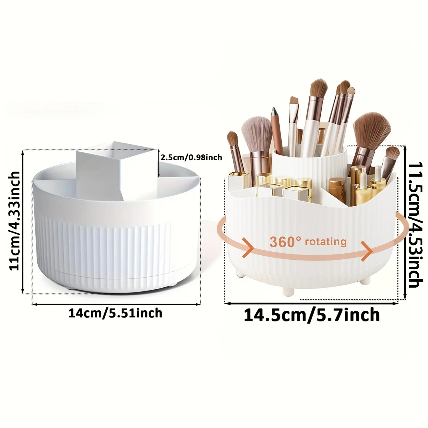 360° Rotating Makeup Brush Holder – Cosmetic Organizer