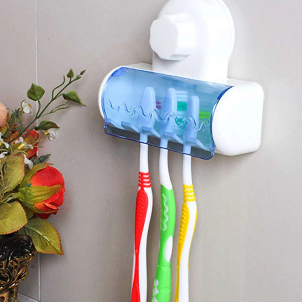 Wall Mounted Toothbrush Holder with Drain System | Bathroom Organizer