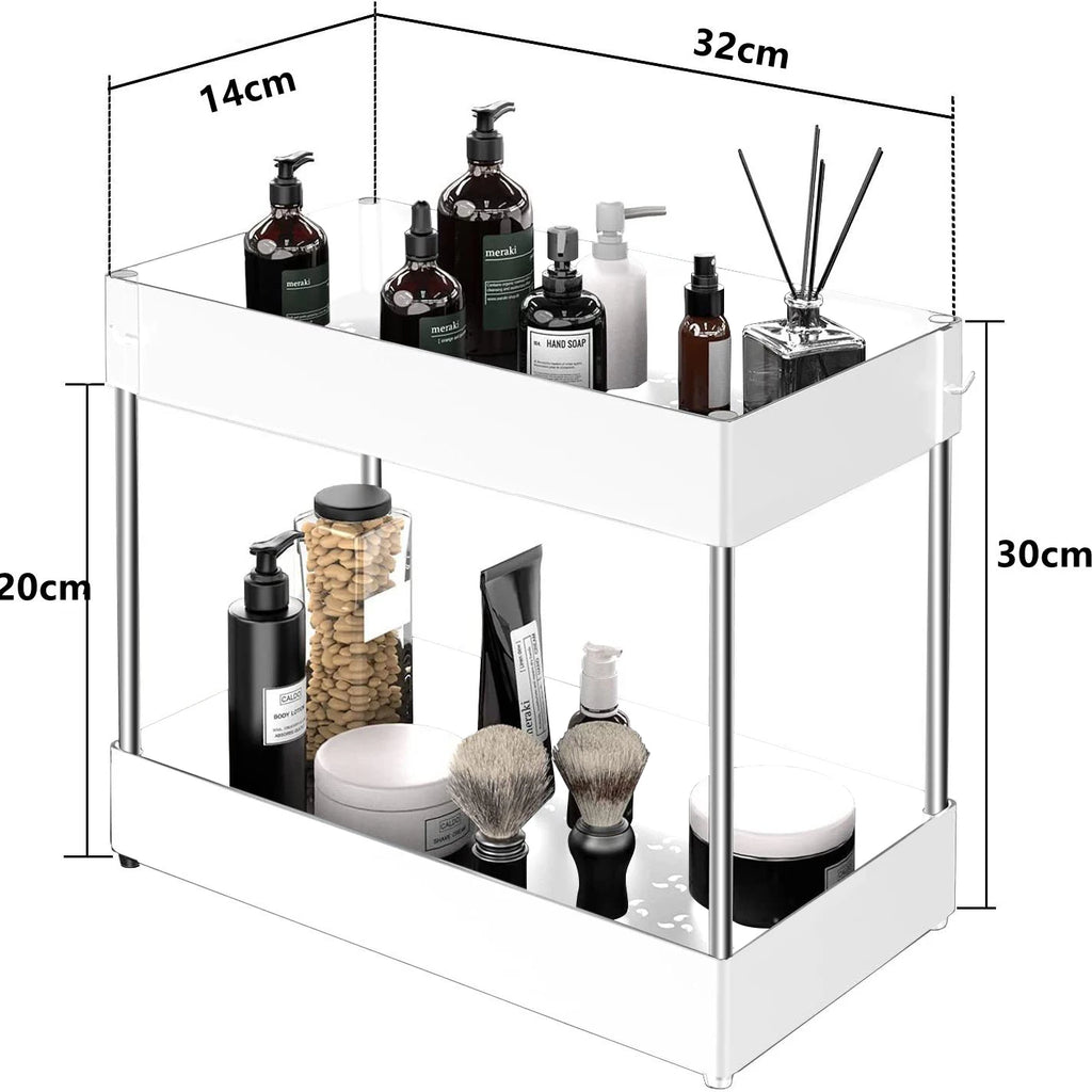 2-Tier Under Sink Organizer – Space saving Kitchen and Bathroom Storage.