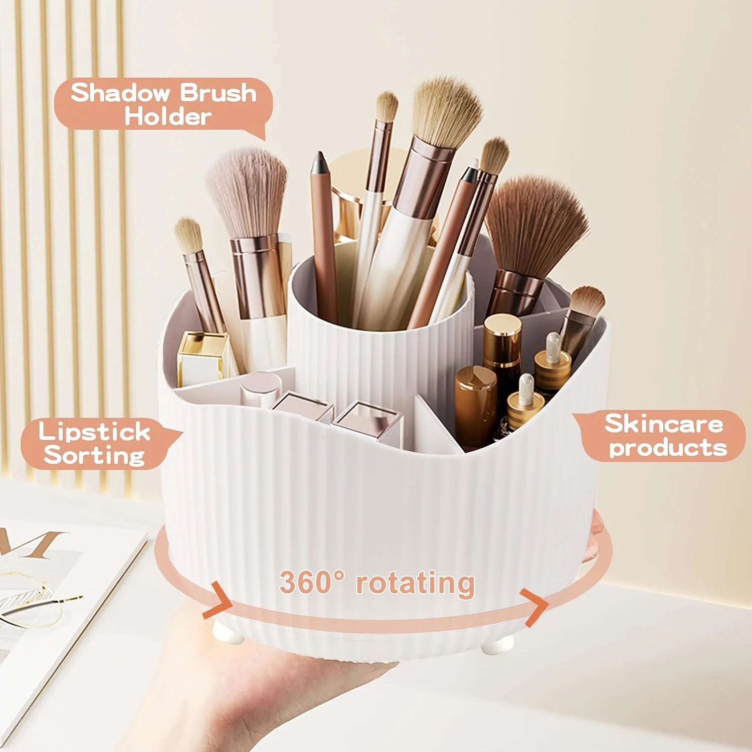 360° Rotating Makeup Brush Holder – Cosmetic Organizer