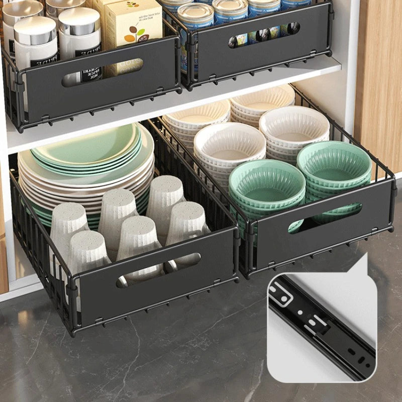Pull-Out Kitchen Cabinet Organizer – Space Saving Storage Rack for Cabinets & Under Sink