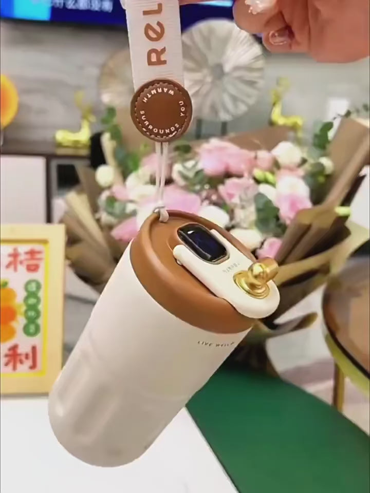 Smart Temperature Display Stainless Steel Vacuum Bottle – 450ML